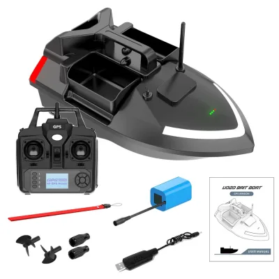 Bateau d'appâtage télécommandé GPS noir