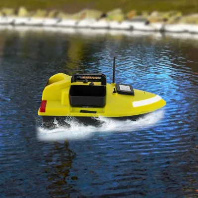 Bateau d'appâtage télécommandé jaune – image 3