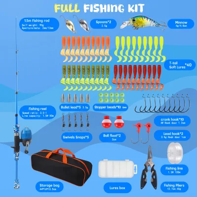 Canne à pêche télescopique enfant 1,5 m – image 2