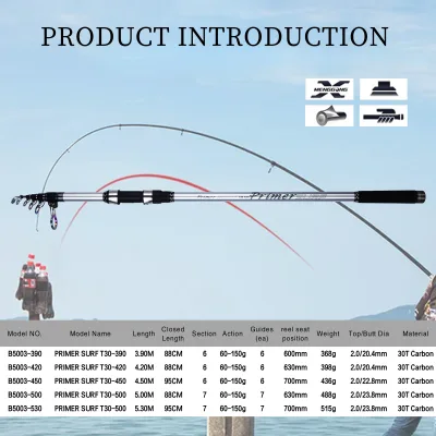 Canne télescopique de surfcasting en carbone – image 2