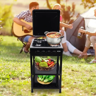 Cuisinière à gaz portable 4 brûleurs noire – image 2
