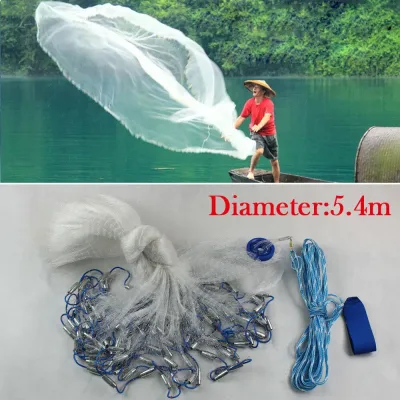 Épervier de pêche rond bleu et blanc