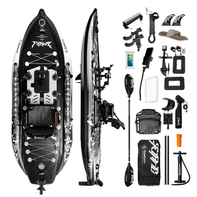 Kayak à pédales gonflable de pêche