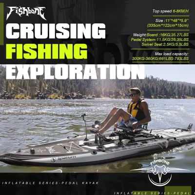 Kayak à pédales gonflable de pêche – image 2