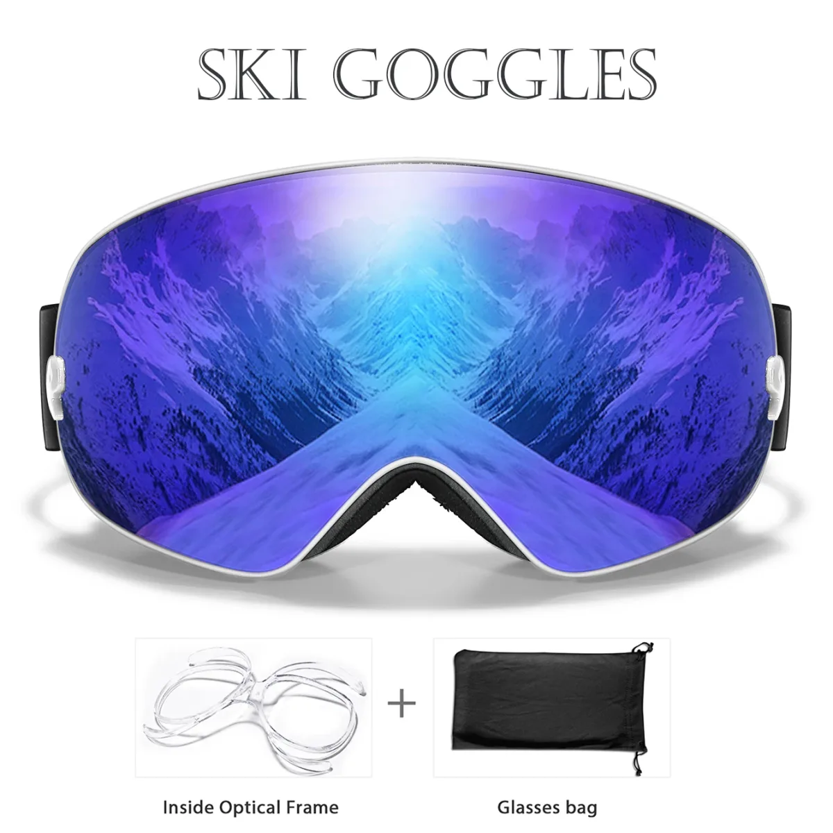 Lunettes de ski multicolores anti-buée
