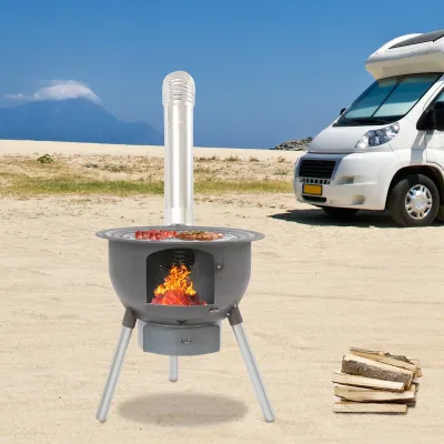Poêle à bois portable en acier, 3 anneaux wok – image 2