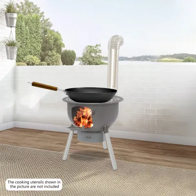 Poêle à bois portable en acier, 3 anneaux wok – image 3