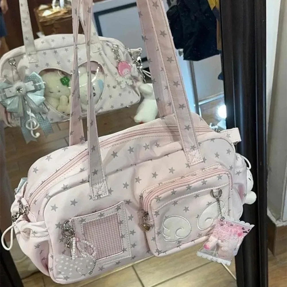 Sac à bandoulière rose en simili cuir