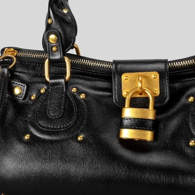 Sac à main rétro en cuir blanc à rivets – image 3