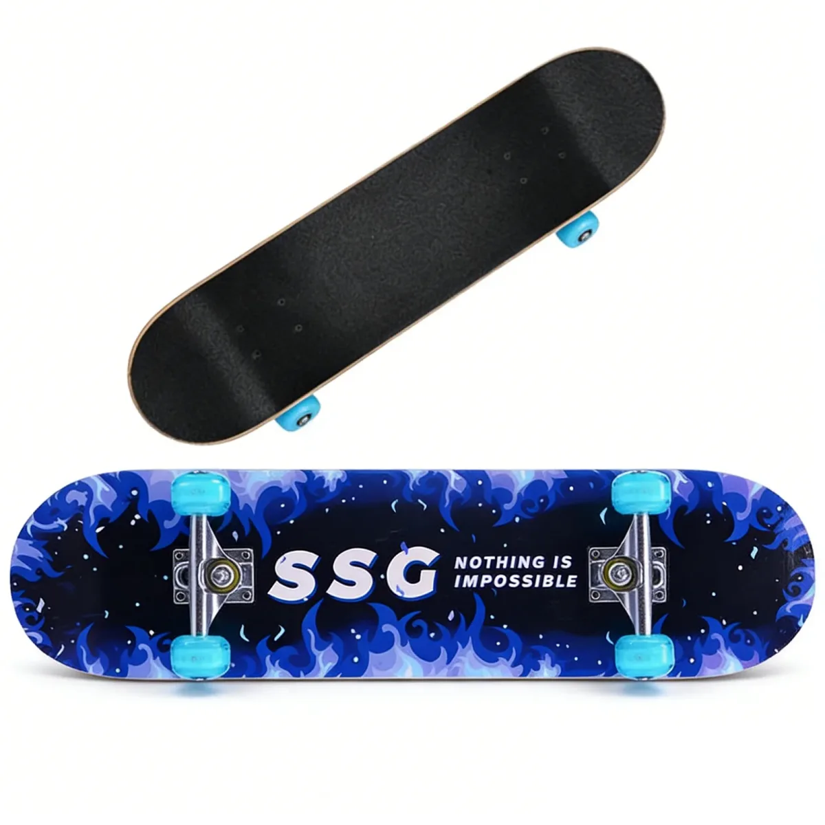 Skateboard complet bleu en érable