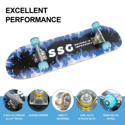 Skateboard complet bleu en érable – image 2