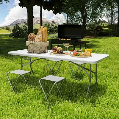 Table de camping pliante blanche – image 2