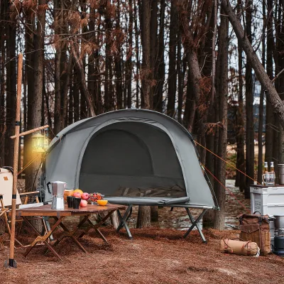 Tente dôme avec lit de camp pliant – image 2