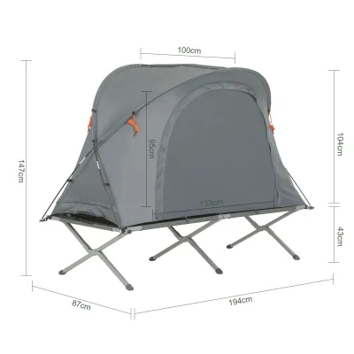 Tente dôme avec lit de camp pliant – image 3